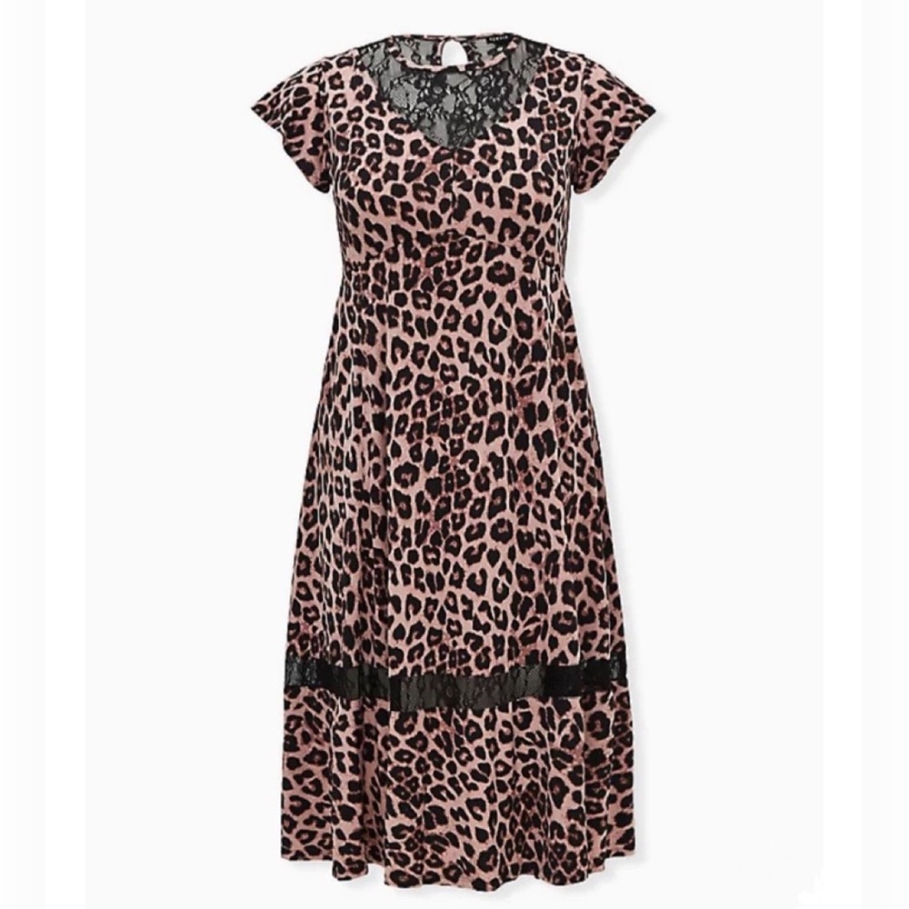 Torrid Leopard Studio Knit Midi Dress 0 0X 12 - Picture 2 of 4